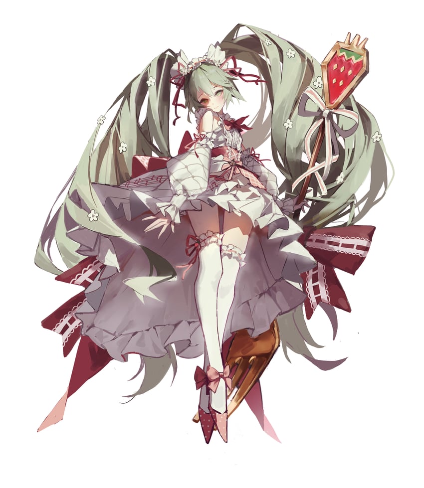 hatsune miku and strawberry miku (vocaloid) drawn by loong_(loong_blo)