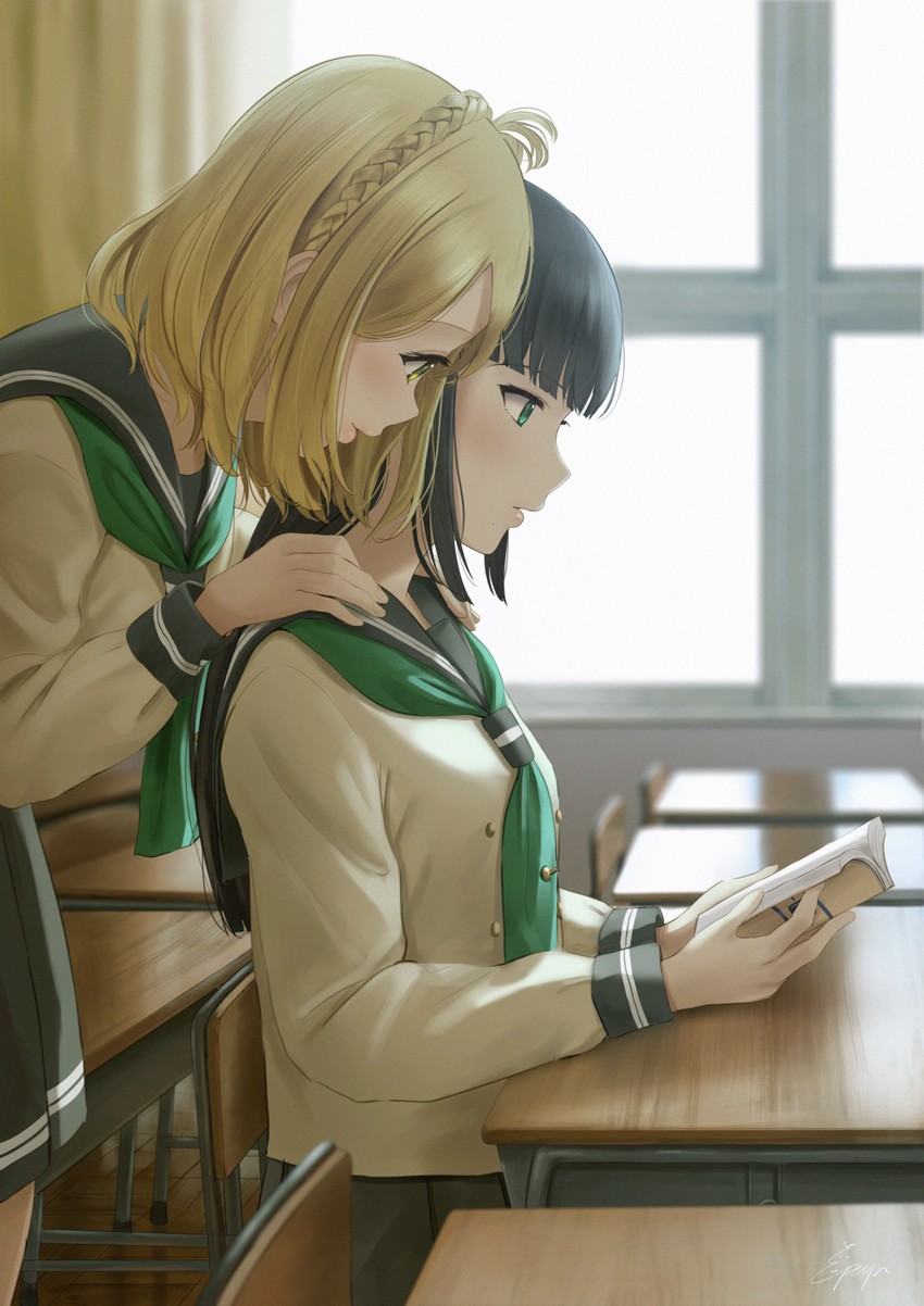 kurosawa dia and ohara mari (love live! and 1 more) drawn by papi_(papiron100)