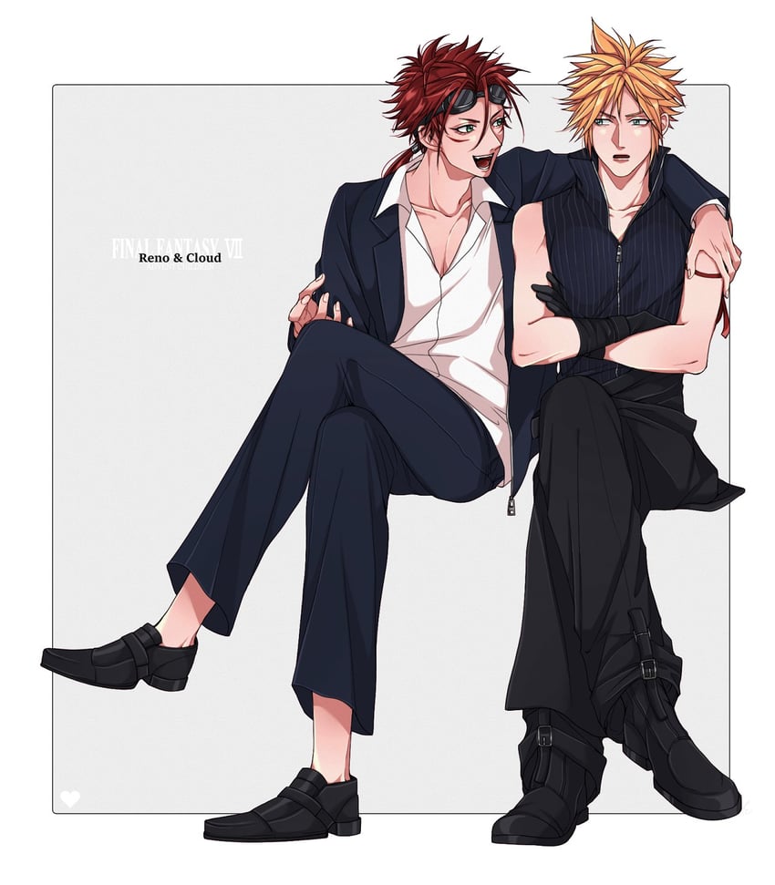 cloud strife and reno (final fantasy and 2 more) drawn by y_skk