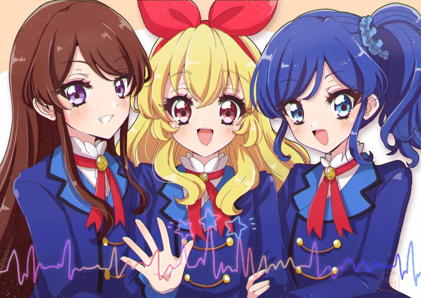 hoshimiya ichigo, kiriya aoi, and shibuki ran (aikatsu!) drawn by shinji_(udonteishoku)