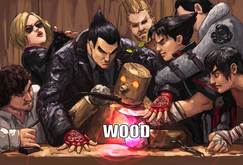 kazama jin, mishima kazuya, nina williams, sergei dragunov, marshall law, and 3 more (tekken and 1 more) drawn by redustheriotact