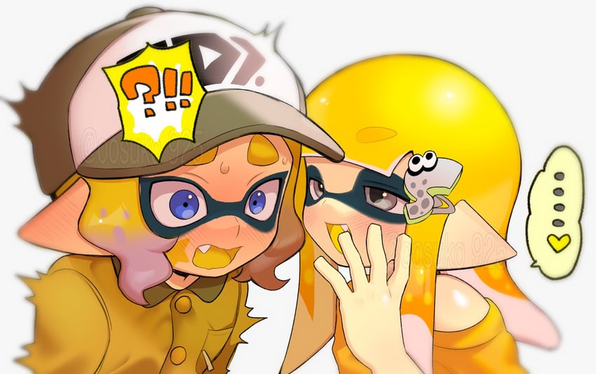 inkling player character, inkling girl, and inkling boy (splatoon) drawn by naoki_(oosuko)