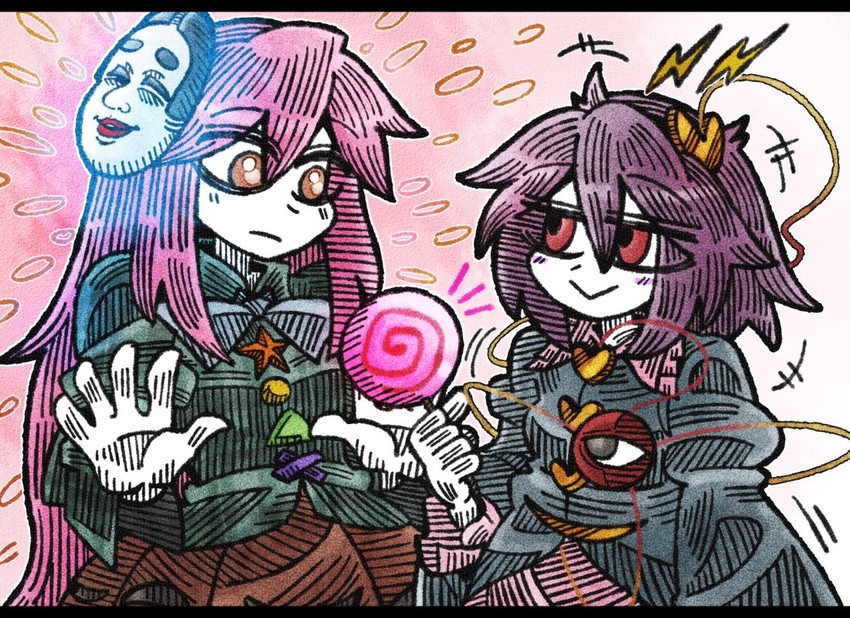 komeiji satori and hata no kokoro (touhou) drawn by suenari_(peace)