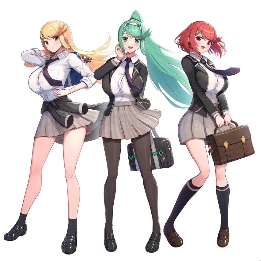 pyra, mythra, and pneuma (xenoblade chronicles and 2 more) drawn by gonzarez