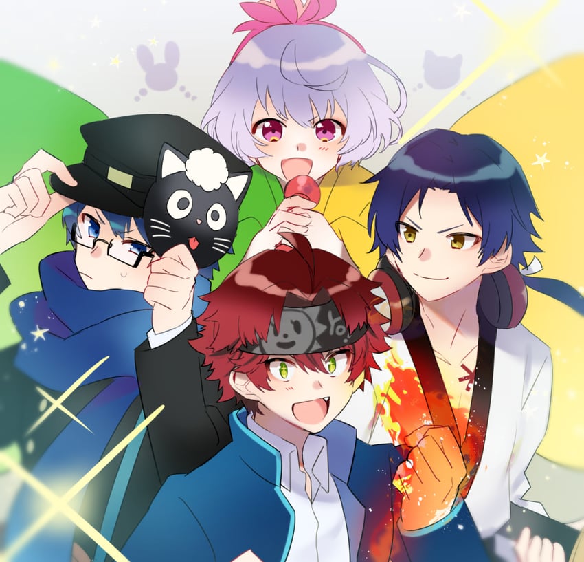 tsubaki kento, minamoto mitsukuni, yano reiji, and wakakusa yukari (dankira!!!) drawn by 1623
