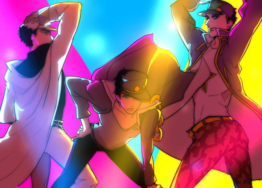 kujo jotaro, mikisugi aikurou, and matthew mercer (jojo no kimyou na bouken and 1 more) drawn by hu_(saimens)