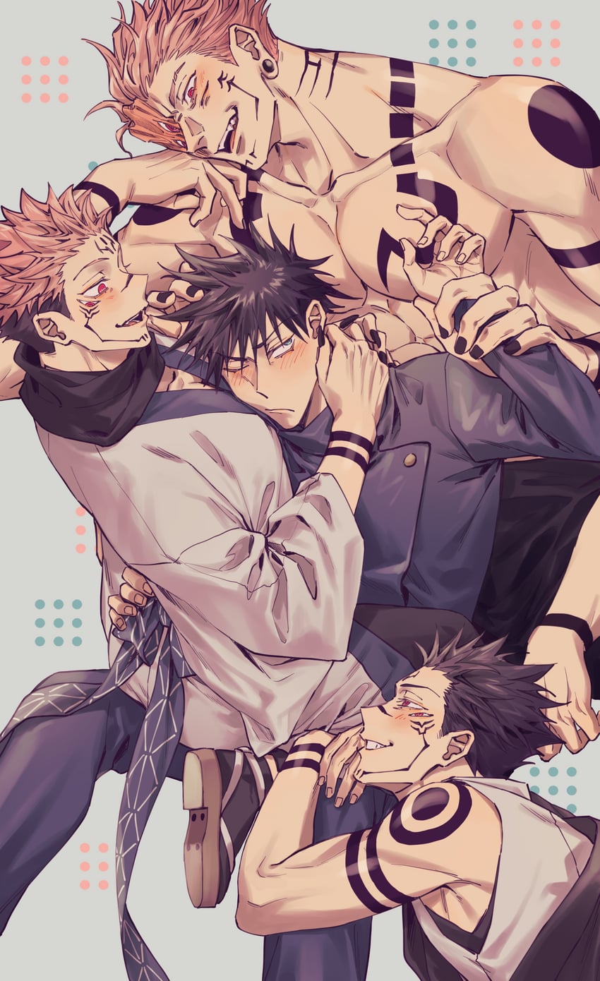 fushiguro megumi and ryoumen sukuna (jujutsu kaisen) drawn by azukiharuta_ju