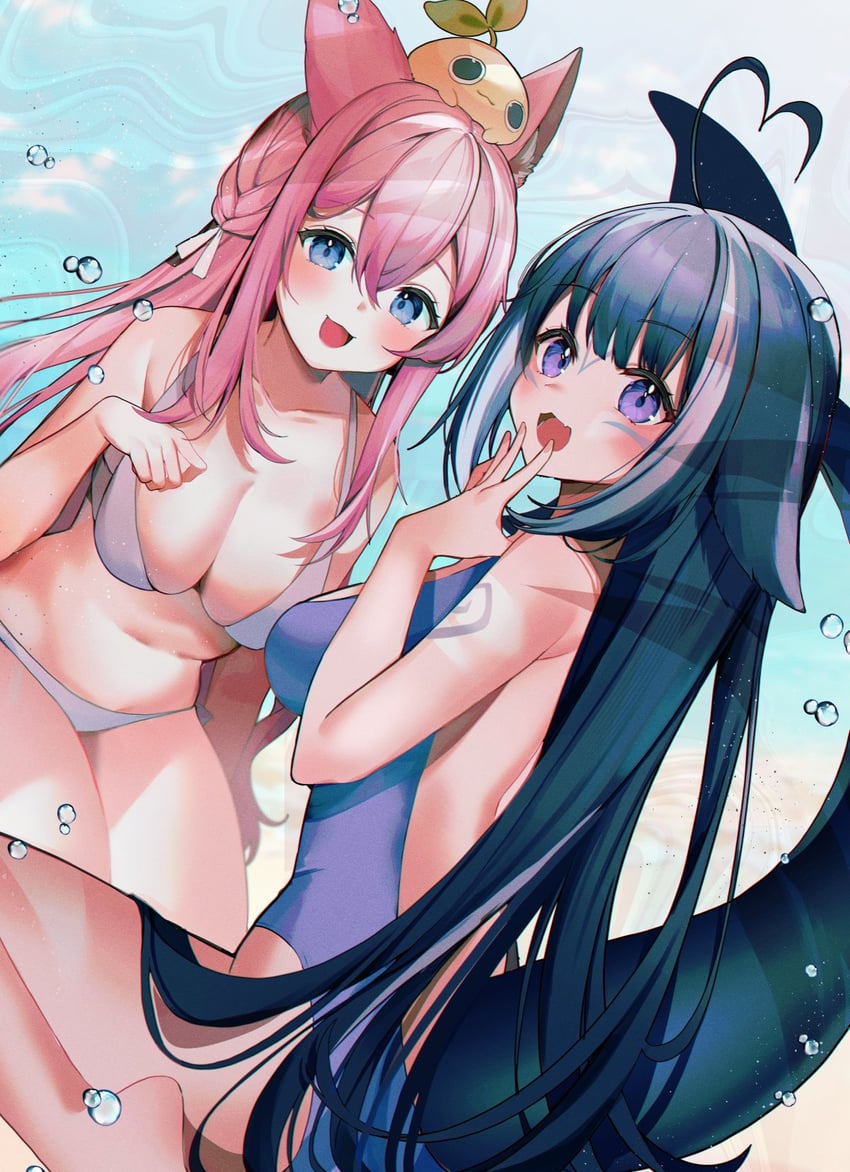 shylily and yuniiho (indie virtual youtuber and 1 more) drawn by yuniiho