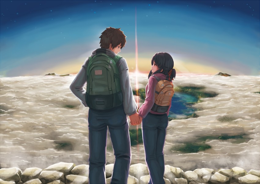 miyamizu mitsuha and tachibana taki (castlevania and 1 more) drawn by ranma_(kamenrideroz)