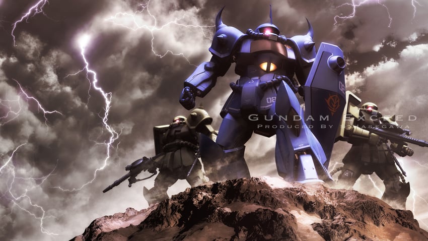 zaku ii and gouf (gundam and 1 more) drawn by s.hasegawa