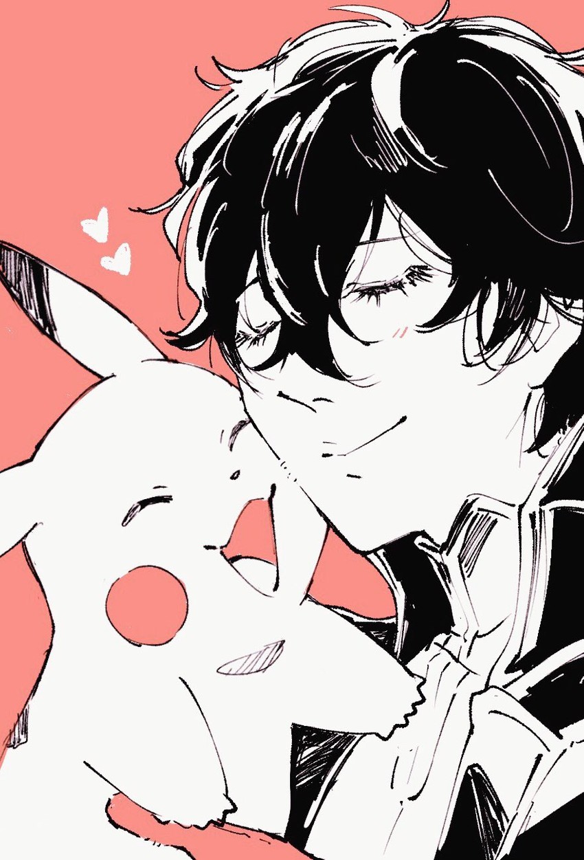 pikachu, amamiya ren, and joker (pokemon and 3 more) drawn by sageo_yn