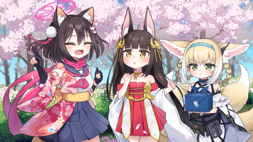 suzuran, izuna, and nagato (blue archive and 3 more) drawn by kokone_(coconeeeco)