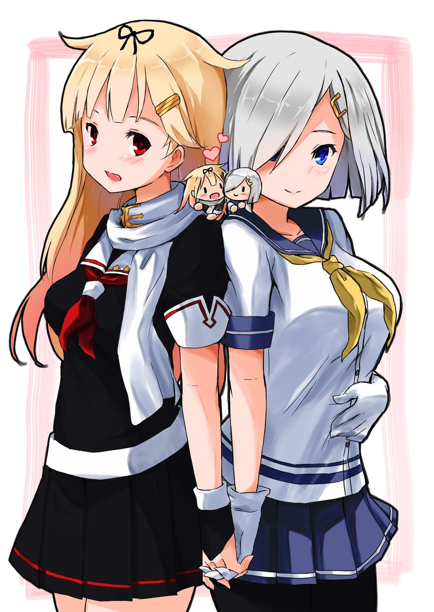 yuudachi, hamakaze, and fairy (kantai collection) drawn by poipoi_purin