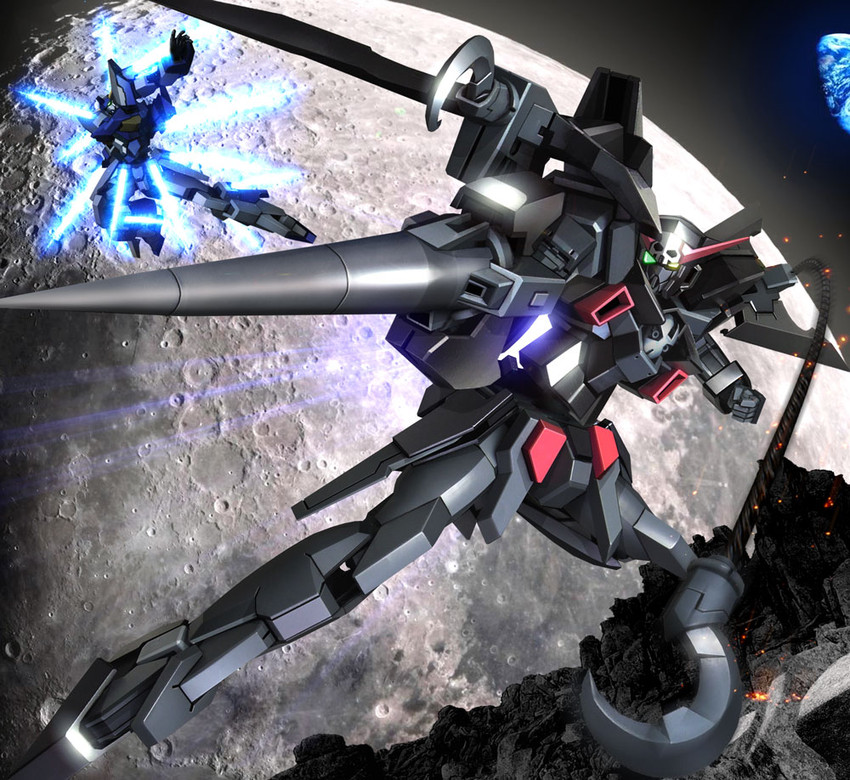 gundam age-2 darkhound and gundam age-fx (gundam and 1 more) drawn by hiropon_(tasogare_no_puu)