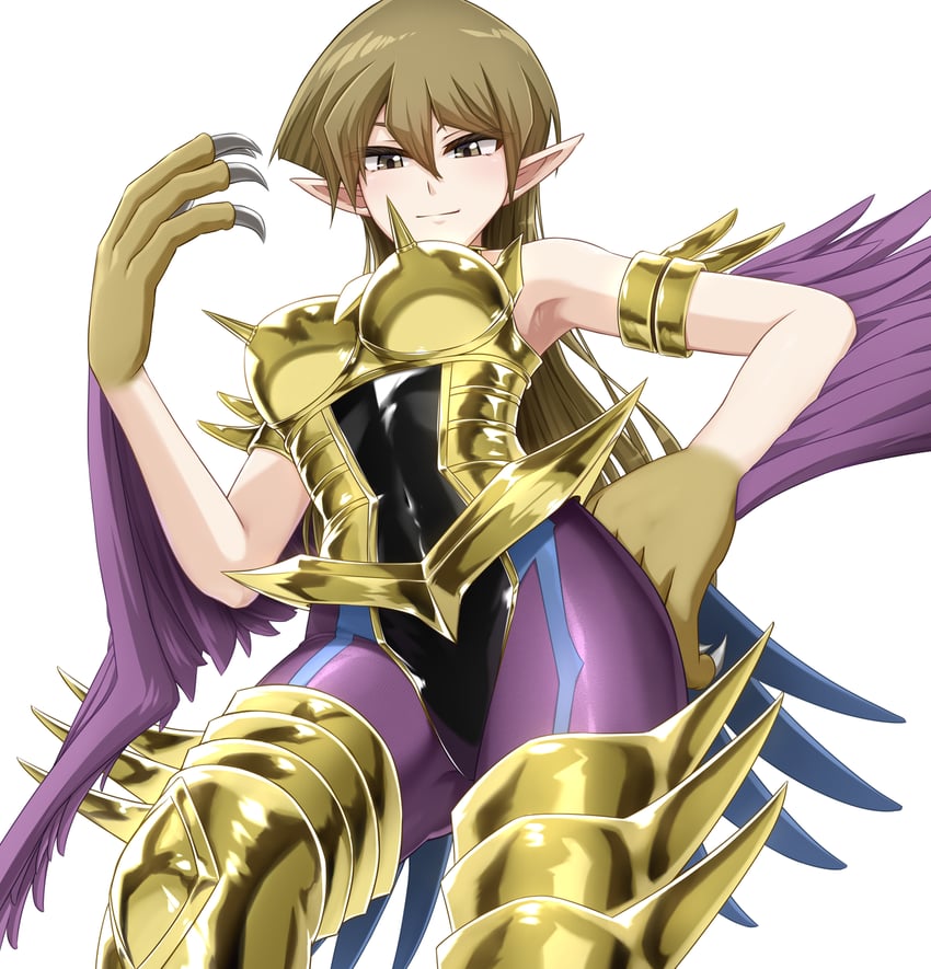 tenjouin asuka, harpie lady, harpie lady 1, cyber slash harpie lady, and cyber shield (yu-gi-oh! and 1 more) drawn by nokia_(nm)