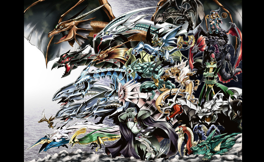 dark magician girl, kuriboh, stardust dragon, jinzo, blue-eyes ultimate dragon, and 22 more (yu-gi-oh!) drawn by usoco