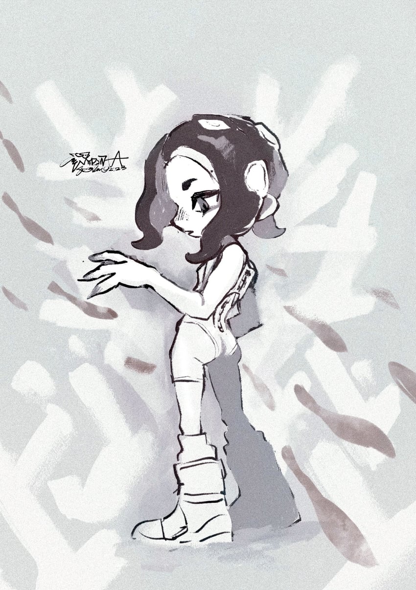 octoling player character, octoling girl, and agent 8 (splatoon and 2 more) drawn by octmanx