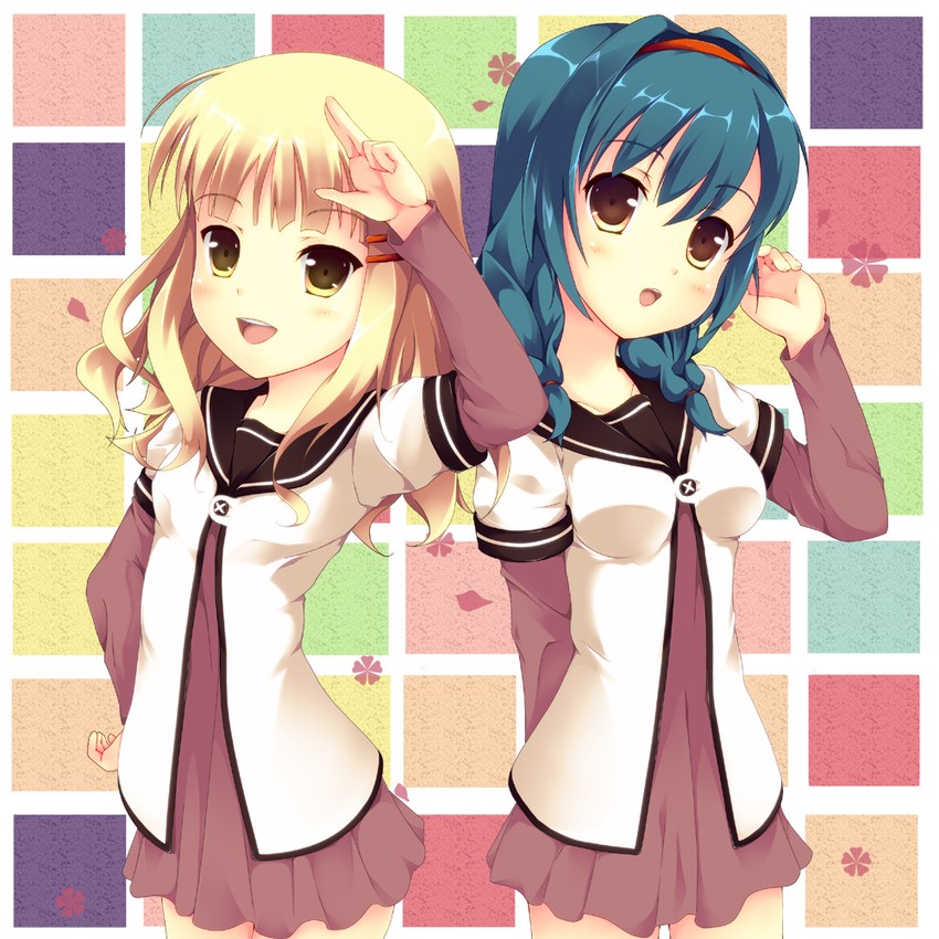 oomuro sakurako and furutani himawari (yuruyuri) drawn by minato_(terayan2411)