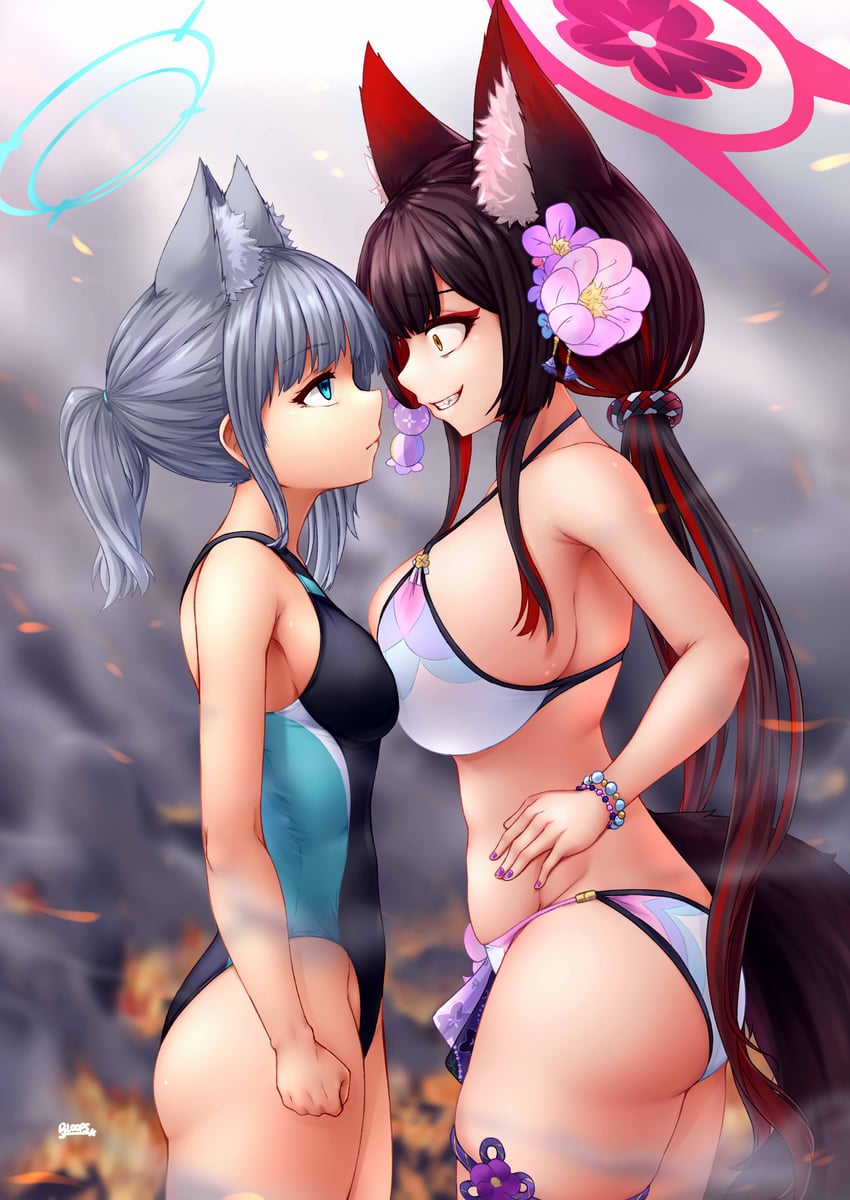 shiroko and wakamo (blue archive) drawn by djloops