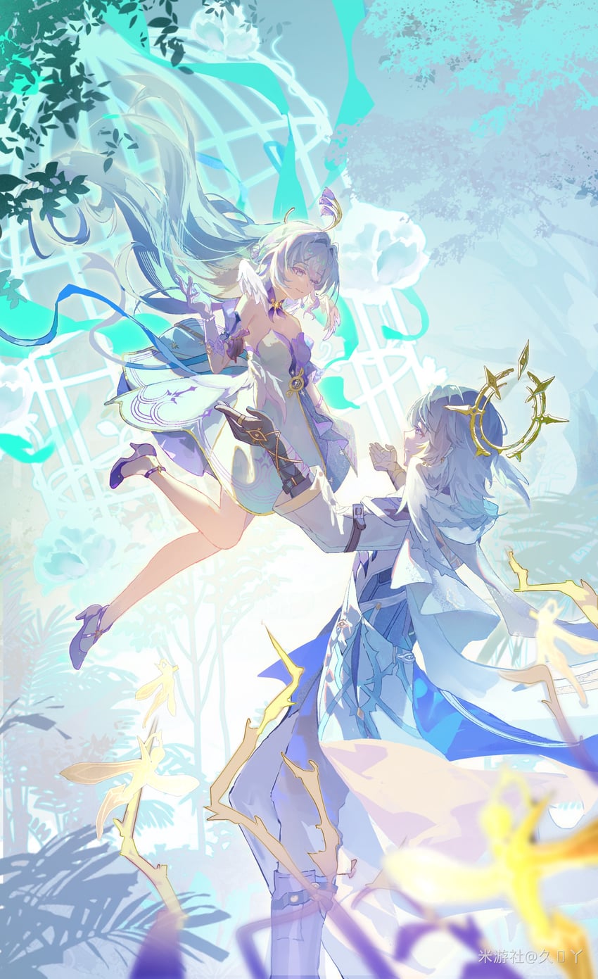 robin and sunday (honkai and 1 more) drawn by jiuhuaya