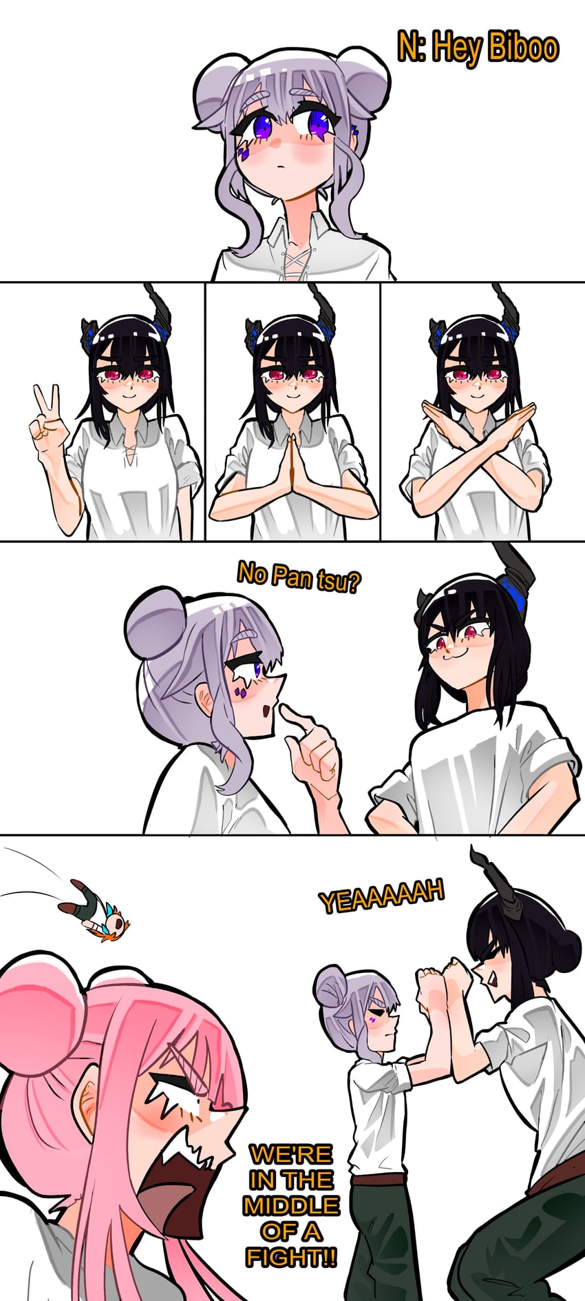 mori calliope, takanashi kiara, nerissa ravencroft, and koseki bijou (hololive and 1 more) drawn by daaku_(koizumi_arata)