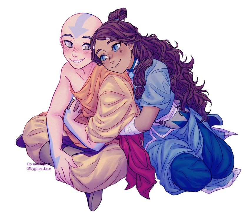 katara and aang (avatar legends and 1 more) drawn by byghostface