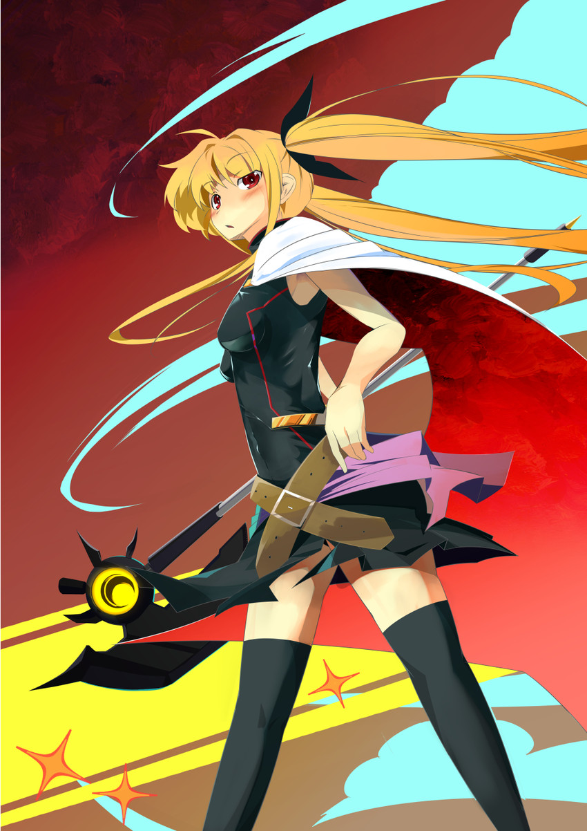 fate testarossa and bardiche (lyrical nanoha and 3 more) drawn by fujinon_(fish_bone)