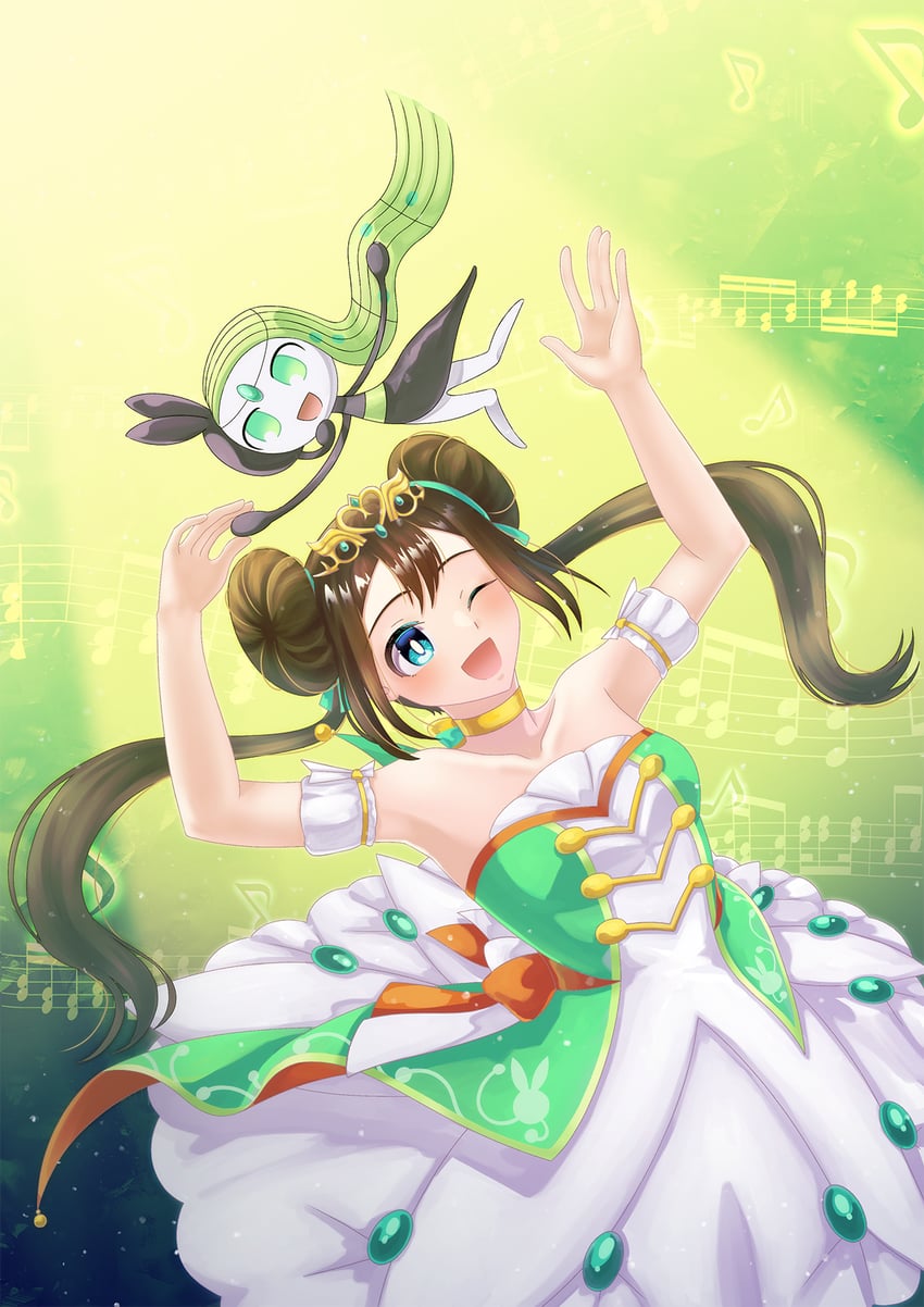 meloetta and rosa (pokemon and 1 more) drawn by jyouka