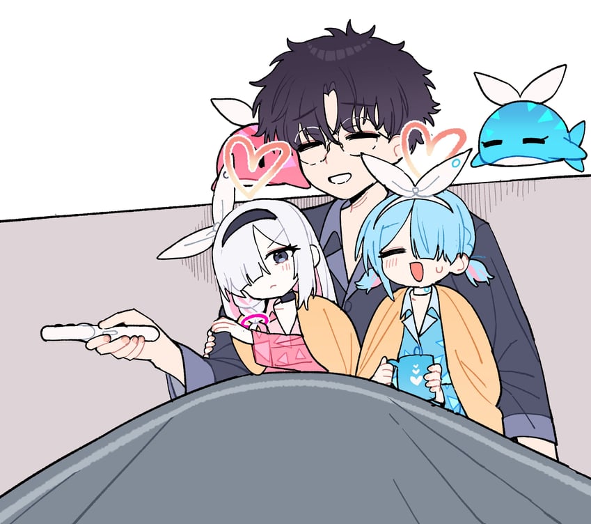 sensei, arona, and plana (blue archive and 1 more) drawn by je_o_mo