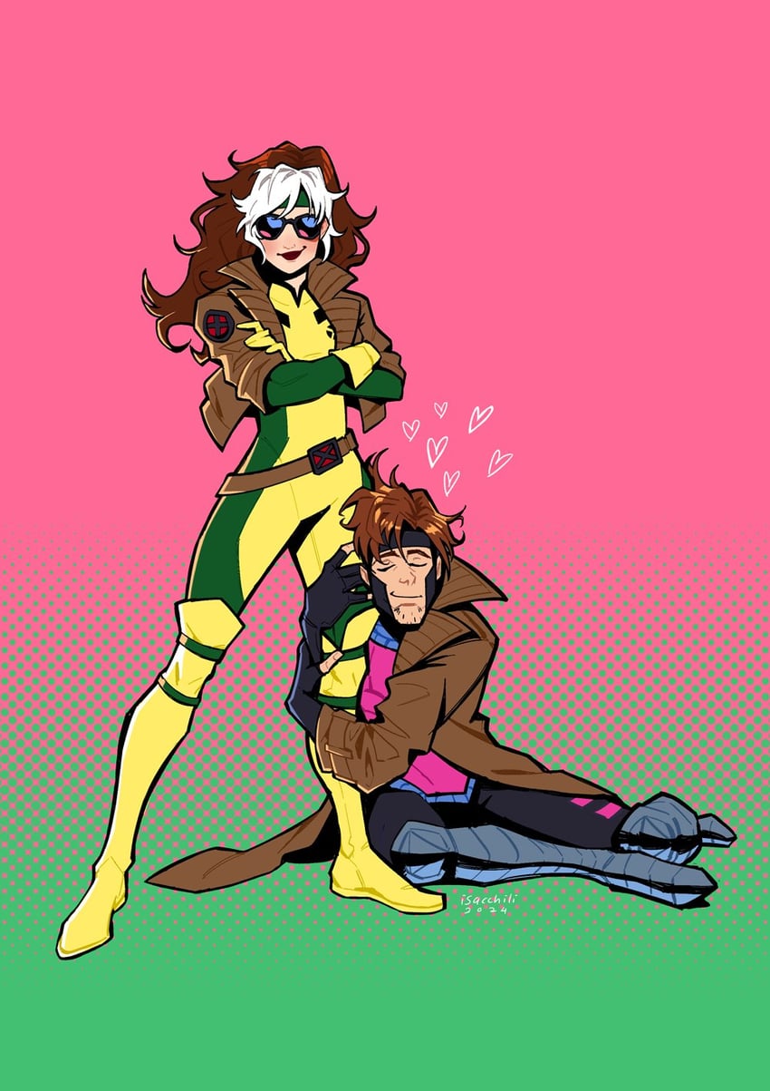 rogue and gambit (marvel and 3 more) drawn by isacchili