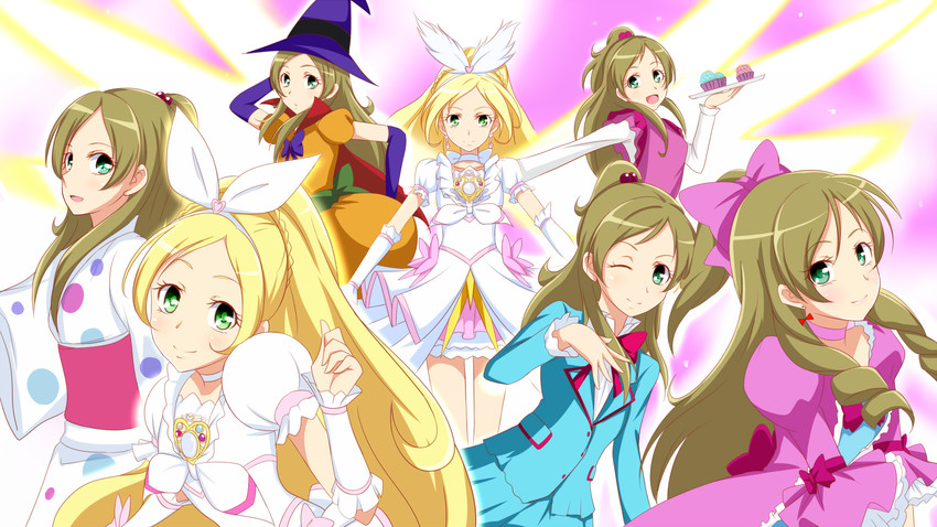 minamino kanade and cure rhythm (precure and 1 more) drawn by jabara_tornado