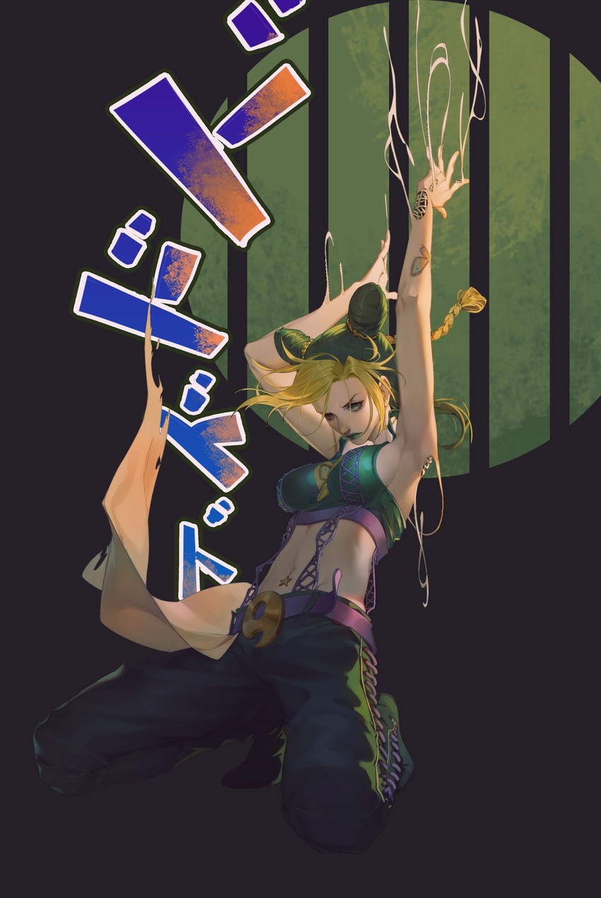kujo jolyne (jojo no kimyou na bouken and 1 more) drawn by niupisang