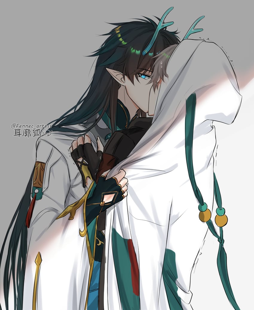 trailblazer, caelus, and dan heng (honkai and 1 more) drawn by fennec_artsss
