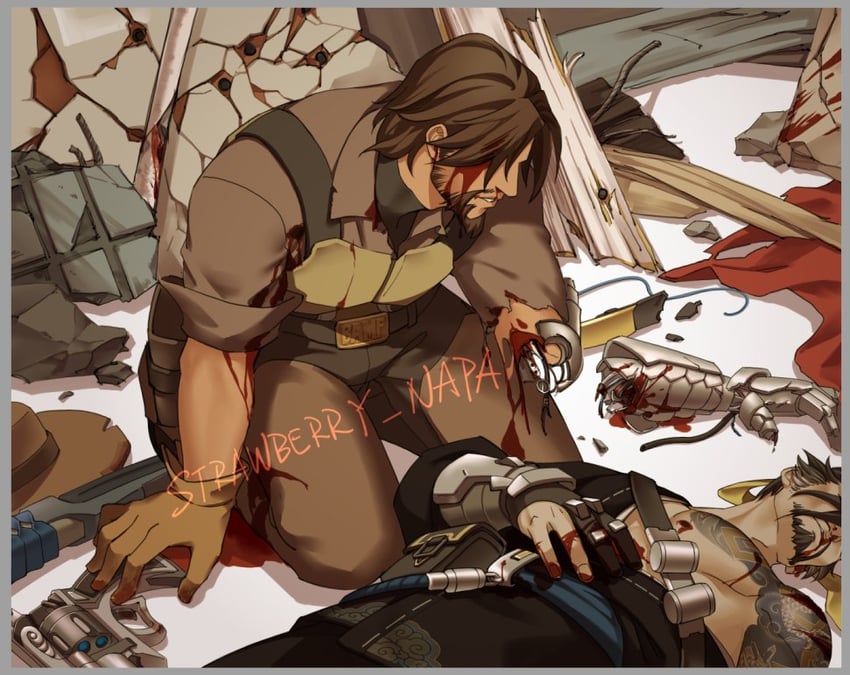 cassidy and hanzo (overwatch and 1 more) drawn by strawberry_napa