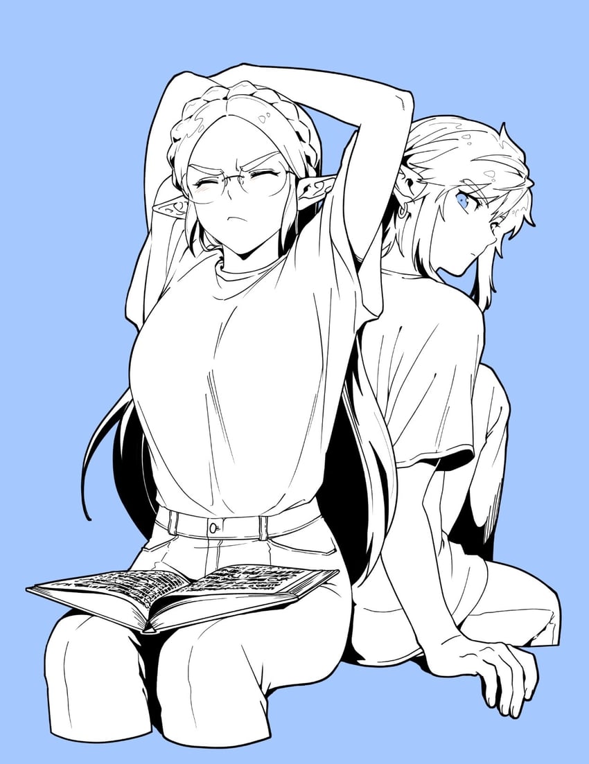 link and princess zelda (the legend of zelda and 1 more) drawn by tnp