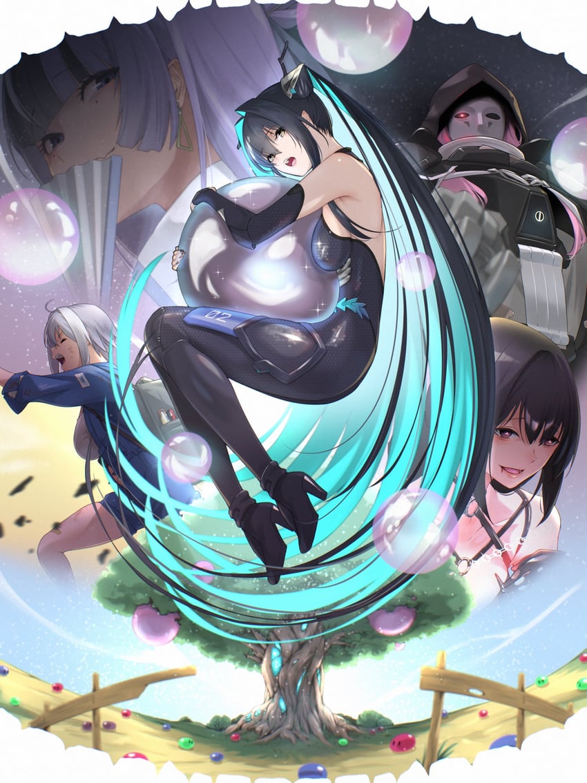 little mermaid, mihara, mori, jien, and yuni (goddess of victory: nikke) drawn by fune_(fune83ojj)