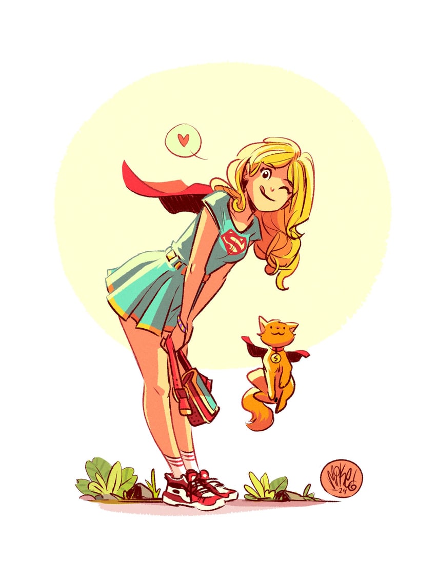 supergirl and streaky the supercat (dc comics and 1 more) drawn by mikemaihack
