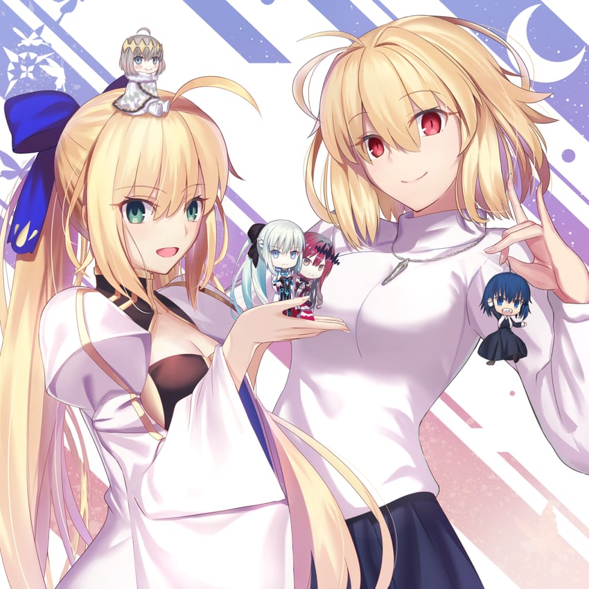 artoria pendragon, baobhan sith, morgan le fay, arcueid brunestud, artoria caster, and 3 more (fate and 2 more) drawn by neko_daruma