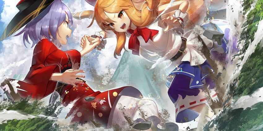 ibuki suika and sukuna shinmyoumaru (touhou and 1 more) drawn by scottie_(phantom2)