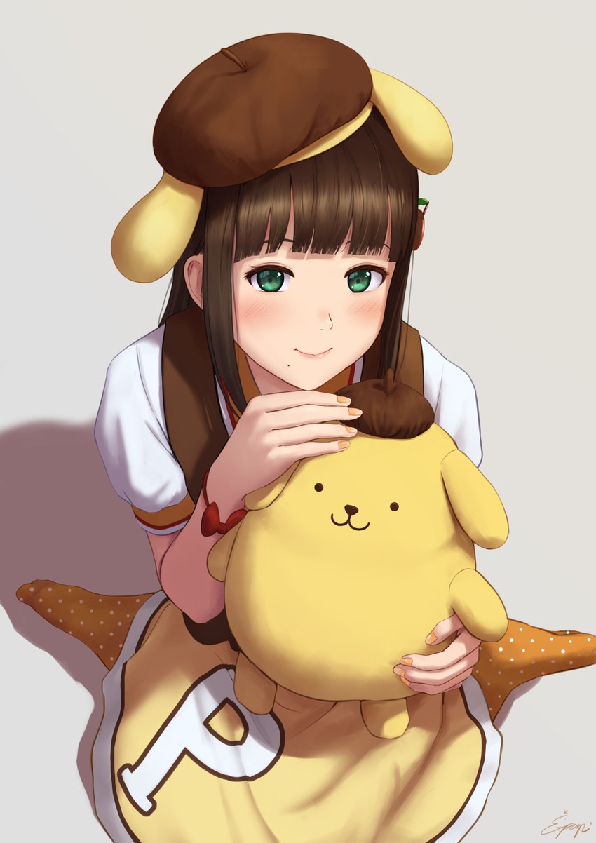 kurosawa dia and pompompurin (love live! and 2 more) drawn by papi_(papiron100)