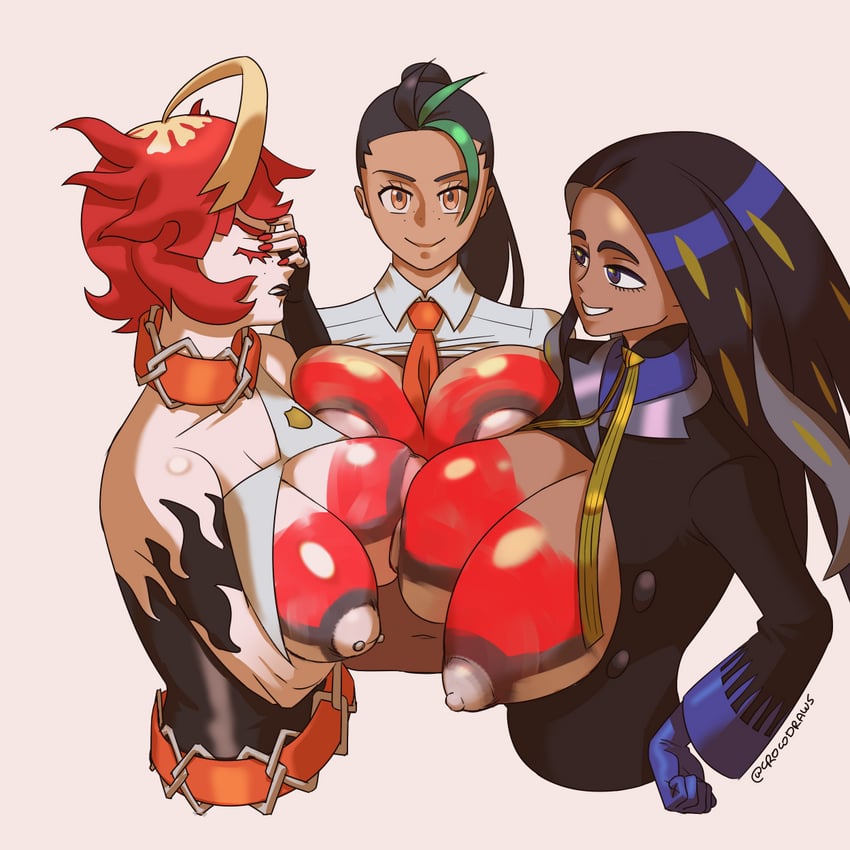 nemona, geeta, and mela (pokemon and 1 more) drawn by crocodraws