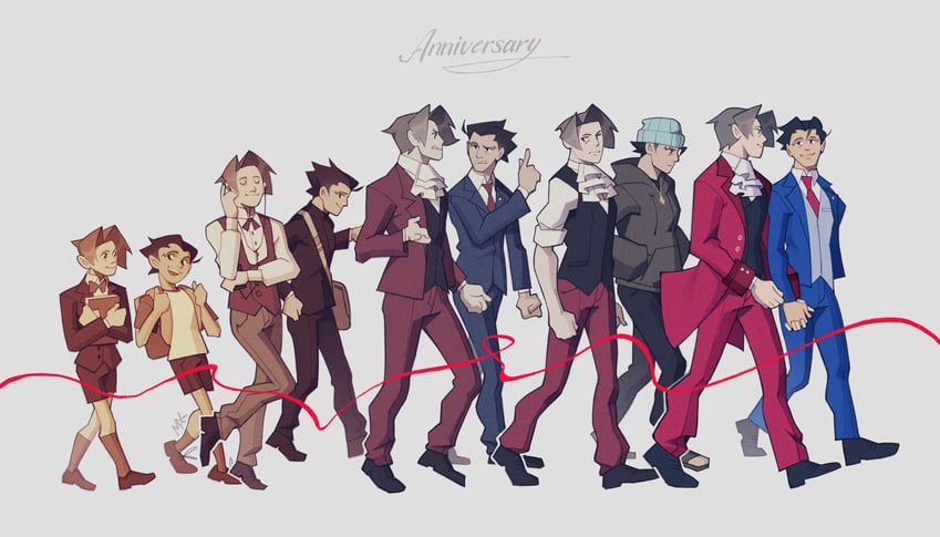 phoenix wright and miles edgeworth (ace attorney) drawn by bllmak