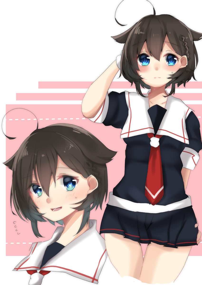 shigure and shigure kai ni (kantai collection) drawn by kazama_gorou