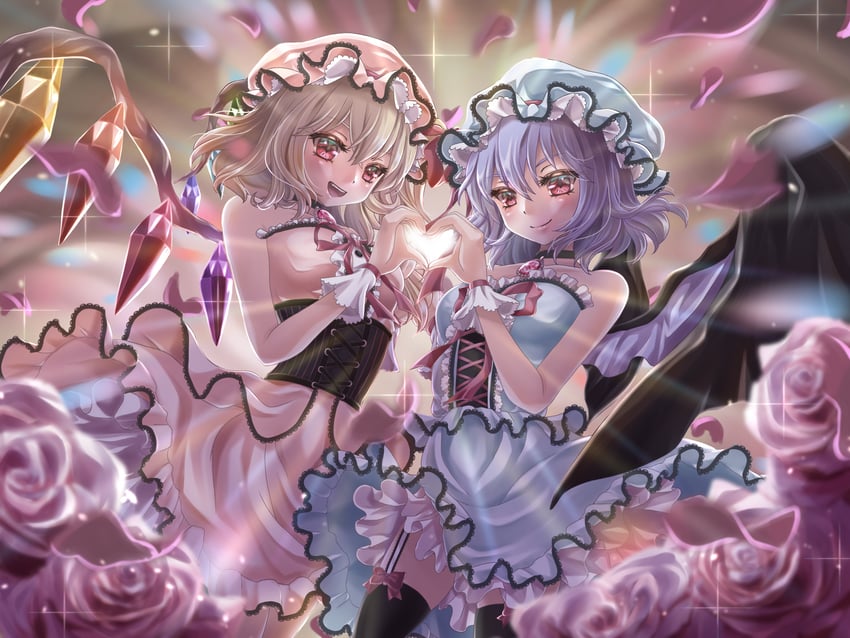 remilia scarlet and flandre scarlet (touhou) drawn by allymidorikawa