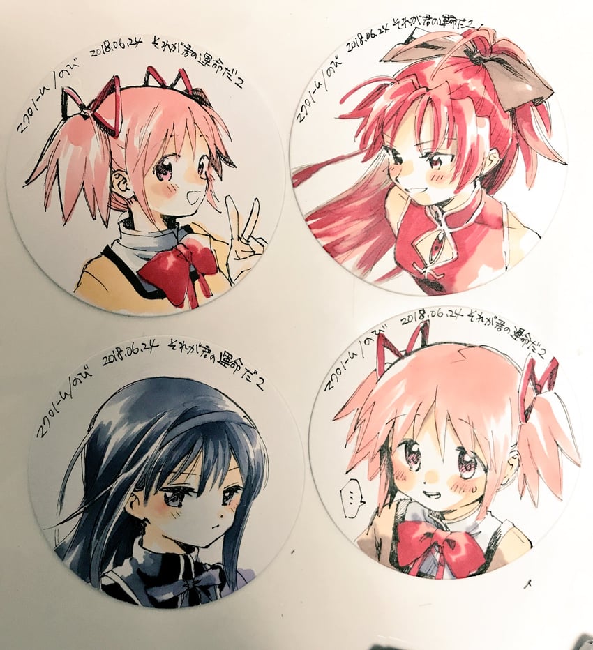 akemi homura, kaname madoka, and sakura kyoko (mahou shoujo madoka magica) drawn by no+bi=