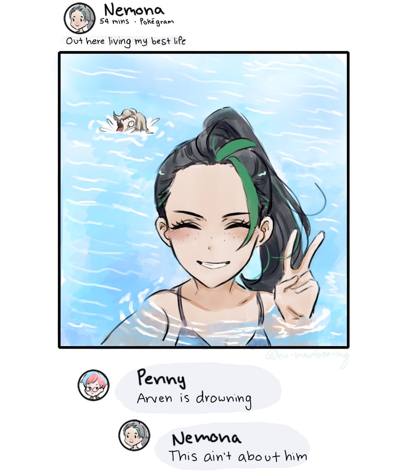nemona, penny, and arven (pokemon and 2 more) drawn by hu_manbee_ing