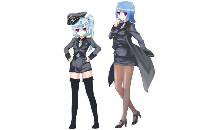 bili girl 33, bili girl 22, retia adolf, and grecia goebbels (bilibili and 2 more) drawn by luoye_no_qiu