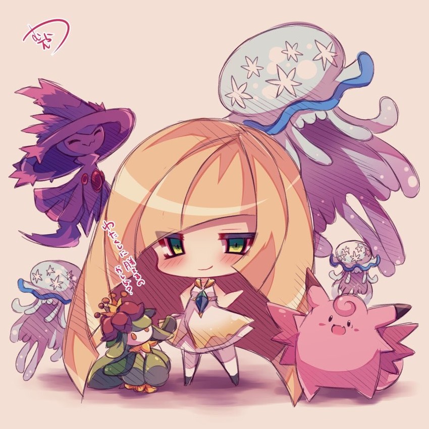 lusamine, mismagius, lilligant, nihilego, and clefable (pokemon and 1 more) drawn by muuran