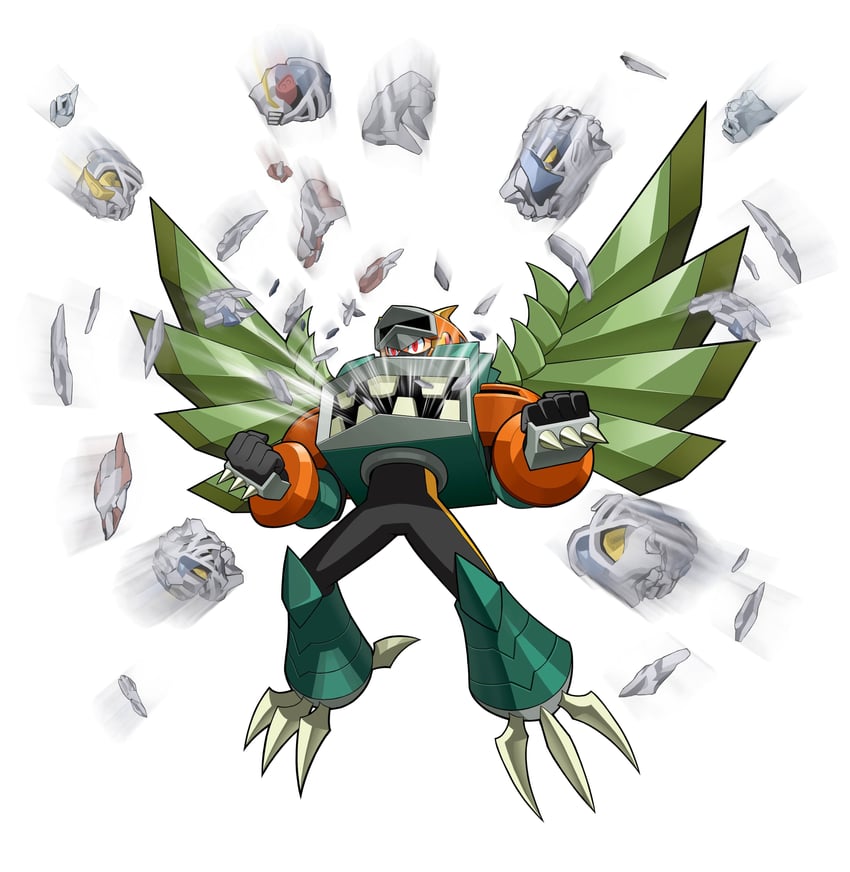 megaman.exe, falzar, and dustman.exe (mega man and 2 more)