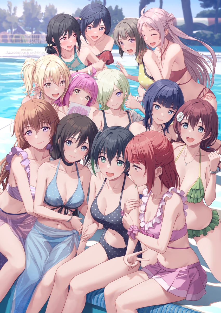 yuki setsuna, uehara ayumu, takasaki yu, osaka shizuku, tennoji rina, and 8 more (love live! and 1 more) drawn by shamakho